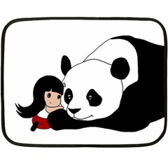 Girl And Panda Double Sided Fleece Blanket (mini)  by Valentinaart