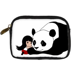 Girl And Panda Digital Camera Cases by Valentinaart