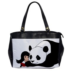 Girl And Panda Office Handbags by Valentinaart