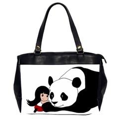 Girl And Panda Office Handbags (2 Sides)  by Valentinaart