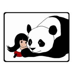 Girl And Panda Fleece Blanket (small) by Valentinaart