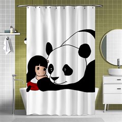 Girl And Panda Shower Curtain 48  X 72  (small)  by Valentinaart