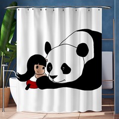 Girl And Panda Shower Curtain 60  X 72  (medium)  by Valentinaart