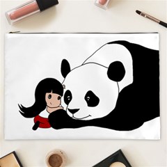 Girl And Panda Cosmetic Bag (xxl)  by Valentinaart