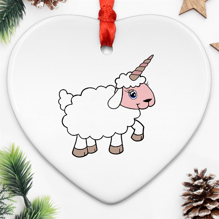 Unicorn sheep Heart Ornament (Two Sides)