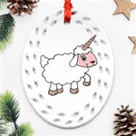 Unicorn sheep Oval Filigree Ornament (Two Sides) Front