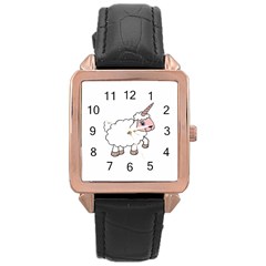 Unicorn sheep Rose Gold Leather Watch 