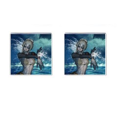 The Wonderful Water Fairy With Water Wings Cufflinks (square) by FantasyWorld7