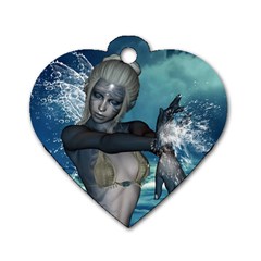 The Wonderful Water Fairy With Water Wings Dog Tag Heart (one Side) by FantasyWorld7