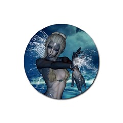 The Wonderful Water Fairy With Water Wings Rubber Round Coaster (4 Pack)  by FantasyWorld7