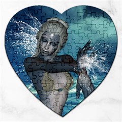 The Wonderful Water Fairy With Water Wings Jigsaw Puzzle (heart) by FantasyWorld7