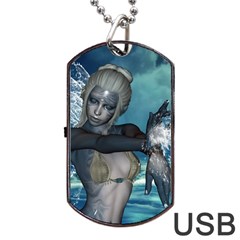 The Wonderful Water Fairy With Water Wings Dog Tag Usb Flash (two Sides) by FantasyWorld7