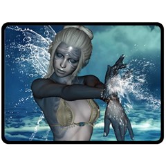 The Wonderful Water Fairy With Water Wings Double Sided Fleece Blanket (large)  by FantasyWorld7