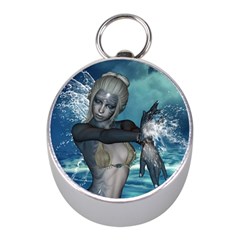 The Wonderful Water Fairy With Water Wings Mini Silver Compasses by FantasyWorld7