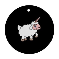 Unicorn Sheep Round Ornament (two Sides) by Valentinaart