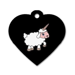 Unicorn Sheep Dog Tag Heart (two Sides) by Valentinaart