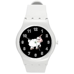 Unicorn Sheep Round Plastic Sport Watch (m) by Valentinaart