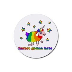 Unicorn Sheep Rubber Coaster (round)  by Valentinaart