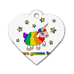 Unicorn Sheep Dog Tag Heart (two Sides) by Valentinaart