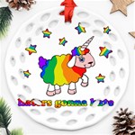 Unicorn sheep Ornament (Round Filigree) Front