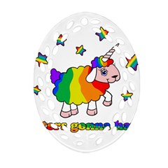 Unicorn Sheep Ornament (oval Filigree) by Valentinaart