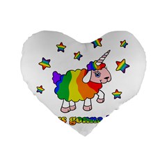 Unicorn Sheep Standard 16  Premium Heart Shape Cushions by Valentinaart