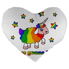 Unicorn Sheep Large 19  Premium Heart Shape Cushions by Valentinaart