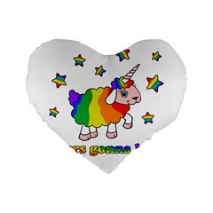 Unicorn Sheep Standard 16  Premium Flano Heart Shape Cushions by Valentinaart