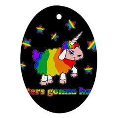 Unicorn Sheep Ornament (oval) by Valentinaart