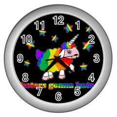 Unicorn Sheep Wall Clocks (silver)  by Valentinaart