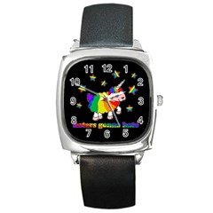 Unicorn Sheep Square Metal Watch by Valentinaart