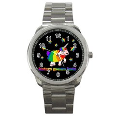 Unicorn Sheep Sport Metal Watch by Valentinaart