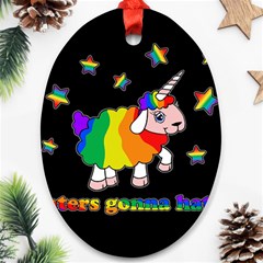 Unicorn Sheep Oval Ornament (two Sides) by Valentinaart