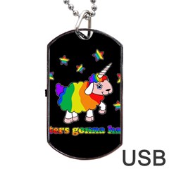 Unicorn Sheep Dog Tag Usb Flash (two Sides) by Valentinaart