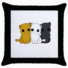 Cute Cats Throw Pillow Case (black) by Valentinaart