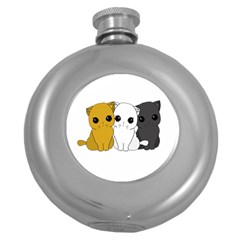 Cute Cats Round Hip Flask (5 Oz) by Valentinaart