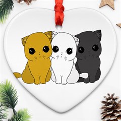 Cute Cats Heart Ornament (two Sides) by Valentinaart