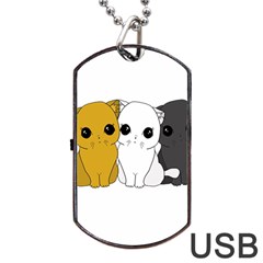 Cute Cats Dog Tag Usb Flash (one Side) by Valentinaart