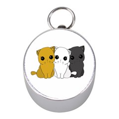 Cute Cats Mini Silver Compasses by Valentinaart