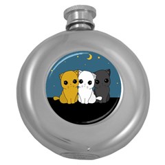 Cute Cats Round Hip Flask (5 Oz) by Valentinaart