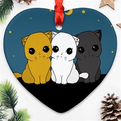 Cute Cats Heart Ornament (two Sides) by Valentinaart