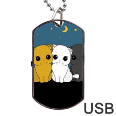 Cute Cats Dog Tag Usb Flash (two Sides) by Valentinaart