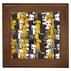 Cute Cats Pattern Framed Tiles by Valentinaart