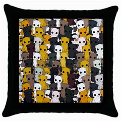 Cute Cats Pattern Throw Pillow Case (black) by Valentinaart