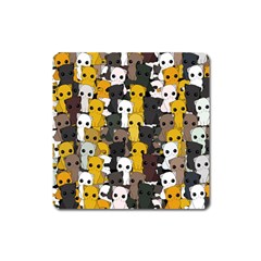 Cute Cats Pattern Square Magnet by Valentinaart