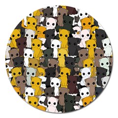 Cute Cats Pattern Magnet 5  (round) by Valentinaart