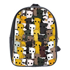 Cute Cats Pattern School Bag (xl) by Valentinaart