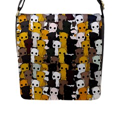 Cute Cats Pattern Flap Messenger Bag (l)  by Valentinaart