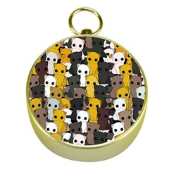 Cute Cats Pattern Gold Compasses by Valentinaart