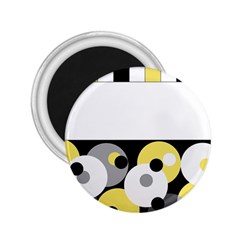 Black, Gray, Yellow Stripes And Dots 2 25  Magnets by digitaldivadesigns